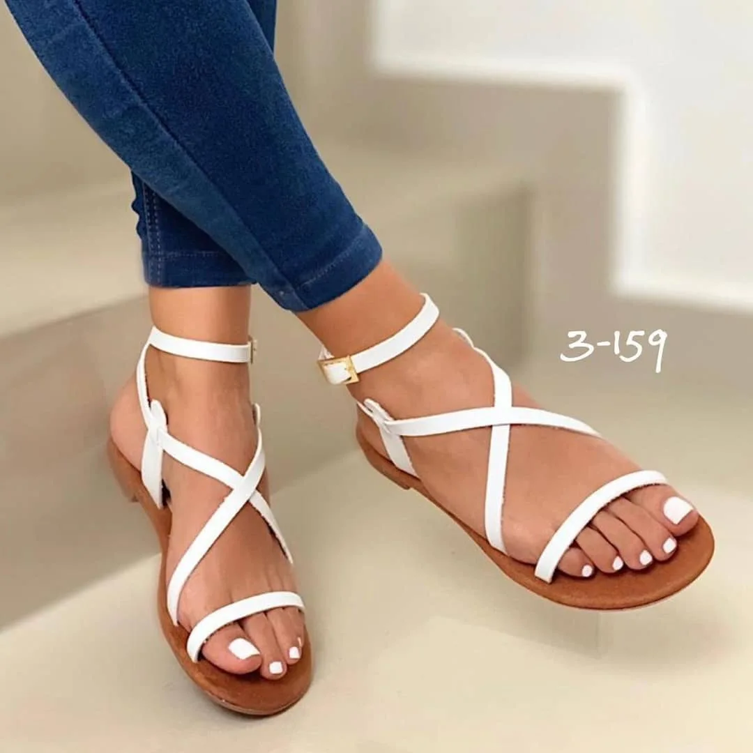 

Women's sandals new summer 2021 casual flat shoes women's open toe beach sandals drop shipping, White, red, black