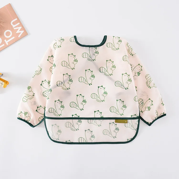 

Comfortable polyester waterproof feeding baby long sleeves bib