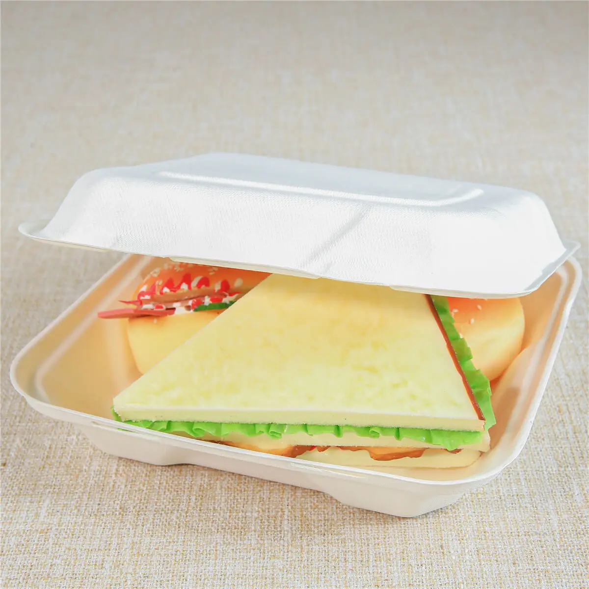 

Eco Box Dispenser Plastic Container 2 Compartment Paper Food Lunch Boxes, Unbleached and bleached