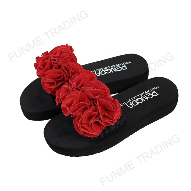 

Fashion Casual Flowers Ladies Slippers Slides Thick Sandals Beach women For Outdoors