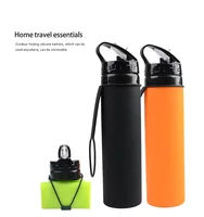 

Private Label 600ml/20oz Portable Leak-proof school kids Foldable Fitness Collapsible Silicone Travel Water Bottle for sport