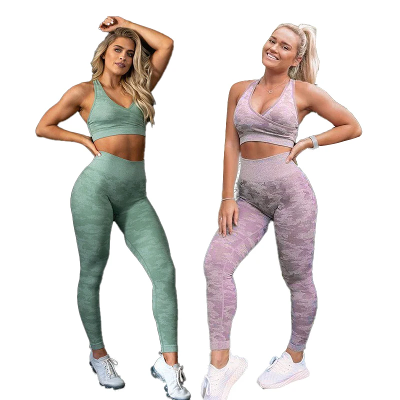 

Dropshipping SEAMLESS LEGGINGS - Athletic Fitness Sports Active Custom Sweatsuit Seamless Yoga Set, As shown