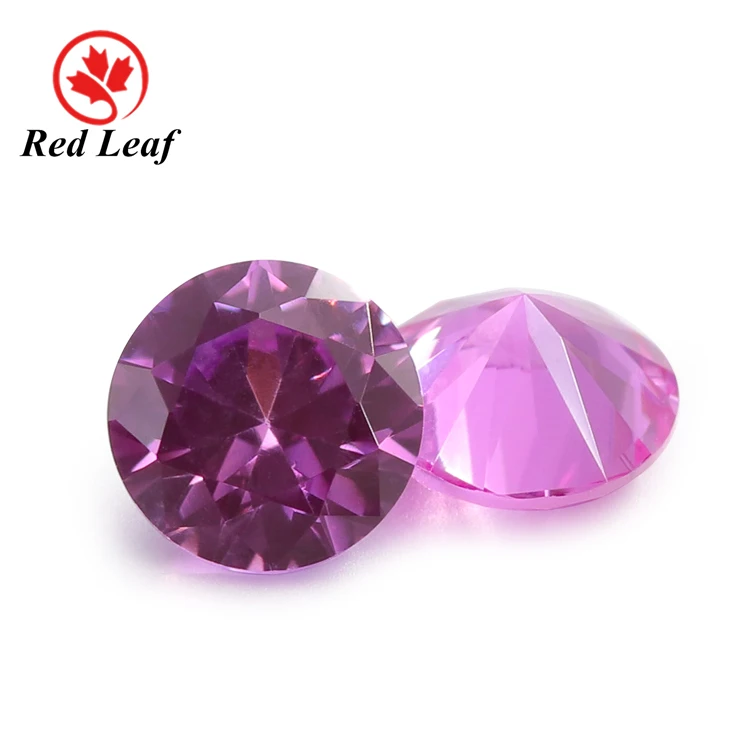 

Redleaf gems round shape purple 65# color wholesale synthetic corundum loose gemstone