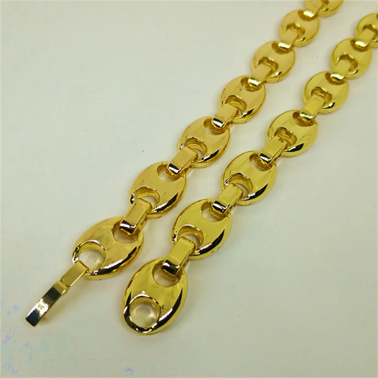 

Foreign trade hot sale 12*16mm coffee bean pig nose hip hop Cuban necklace culture hip hop jewelry, Picture shows