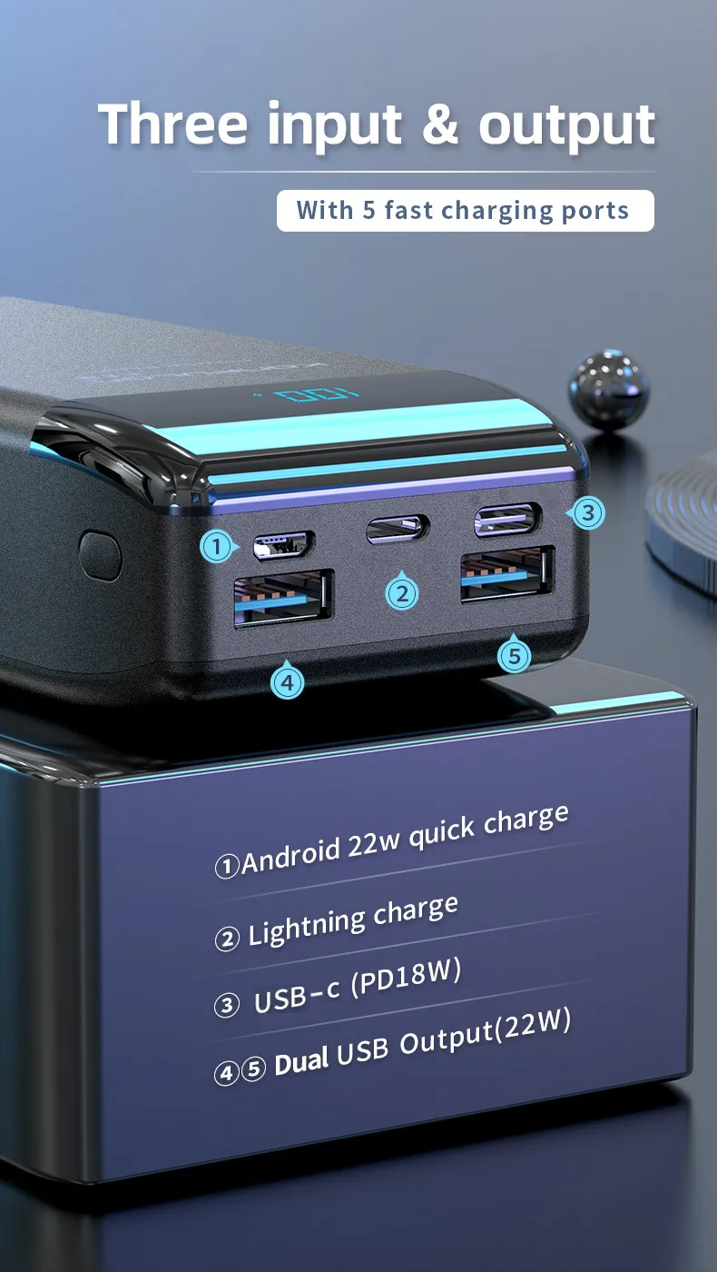 Konfulon PD 18W Fast 30000mah Power Bank External Battery Pack 2 USB LCD Powerbank Portable Mobile Phone Charger For Smartphones - ANKUX.COM