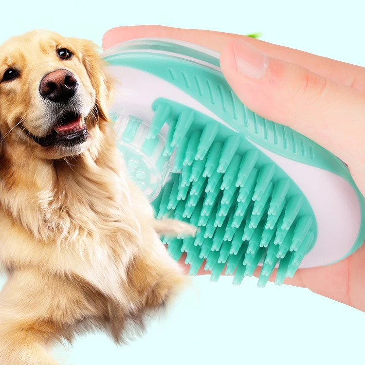 

Wholesale Dog Cat Grooming 2 in 1 Massage Brush Blue Green Pet Bath Brush, Green blue