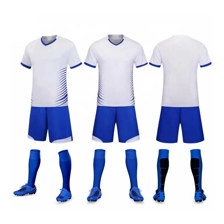 

Sportswear Adult No Logo Soccer Team Uniforms Blank Soccer Jersey Set White, Any colors can be made