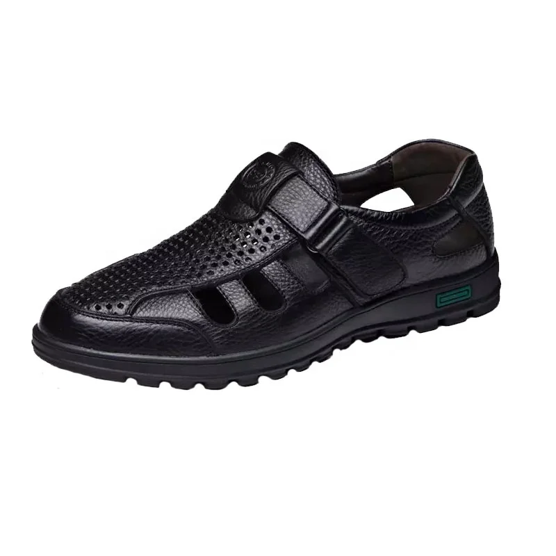 

dropship summer sandals water sports light weight genuine leather sandals for men beach casual buckle strap sandal men shoes