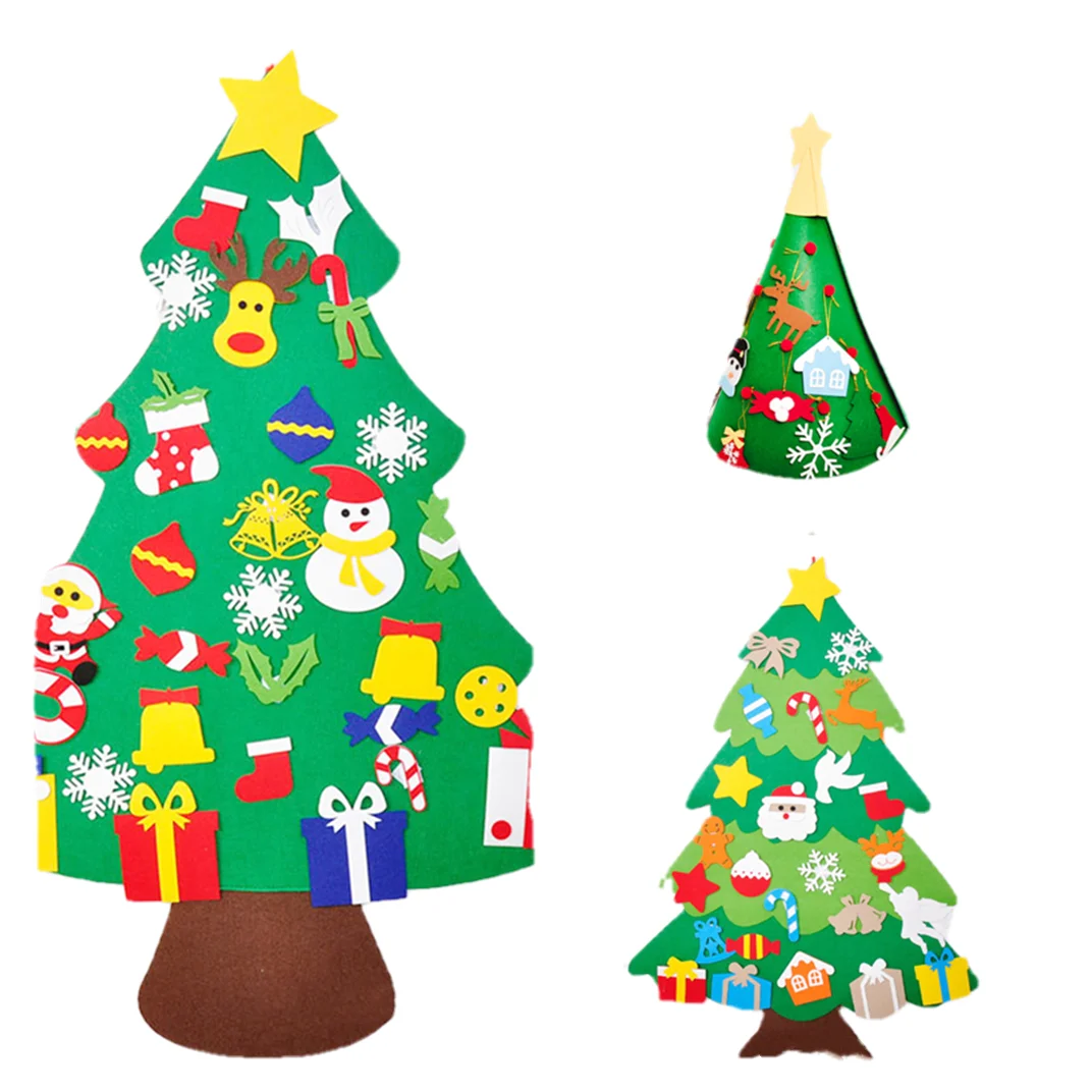 

Wholesale creative 3D felt Christmas tree puzzle DIY children's toys felt Christmas decorations wall decoration