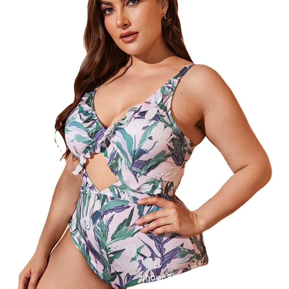 

2022 new oversized one-piece skirt swimsuit printed large swimsuit wholesale Eco Friendly Recycled Nylon Swimwear