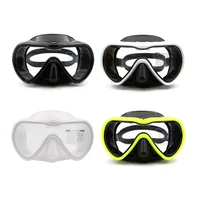 

Diving Mask Adult One-piece HD Tempered Glass Lens Black Silicone Diving Equipment