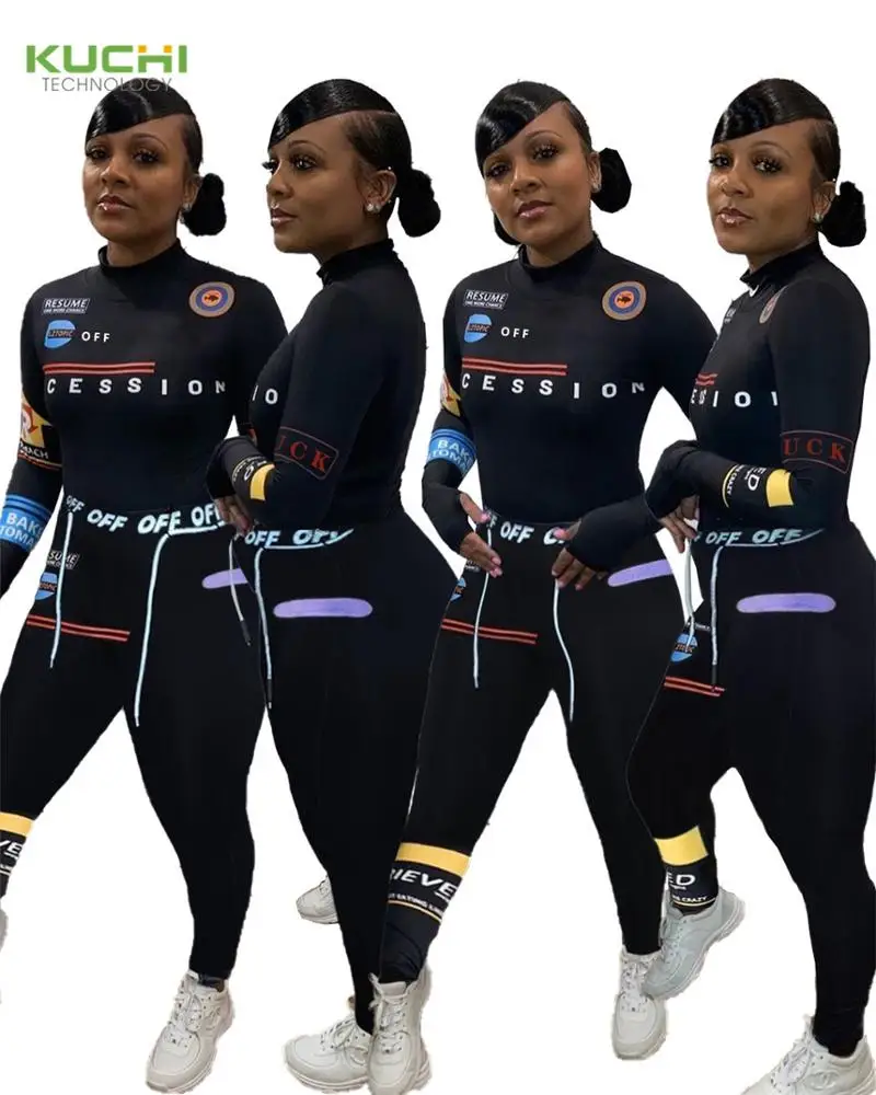 

Fall 2020 Winter And Fall Women Clothing Sweatsuit 2 Piece Set Tracksuit Letter Pattern Pants Women Two Piece Yoga Sets