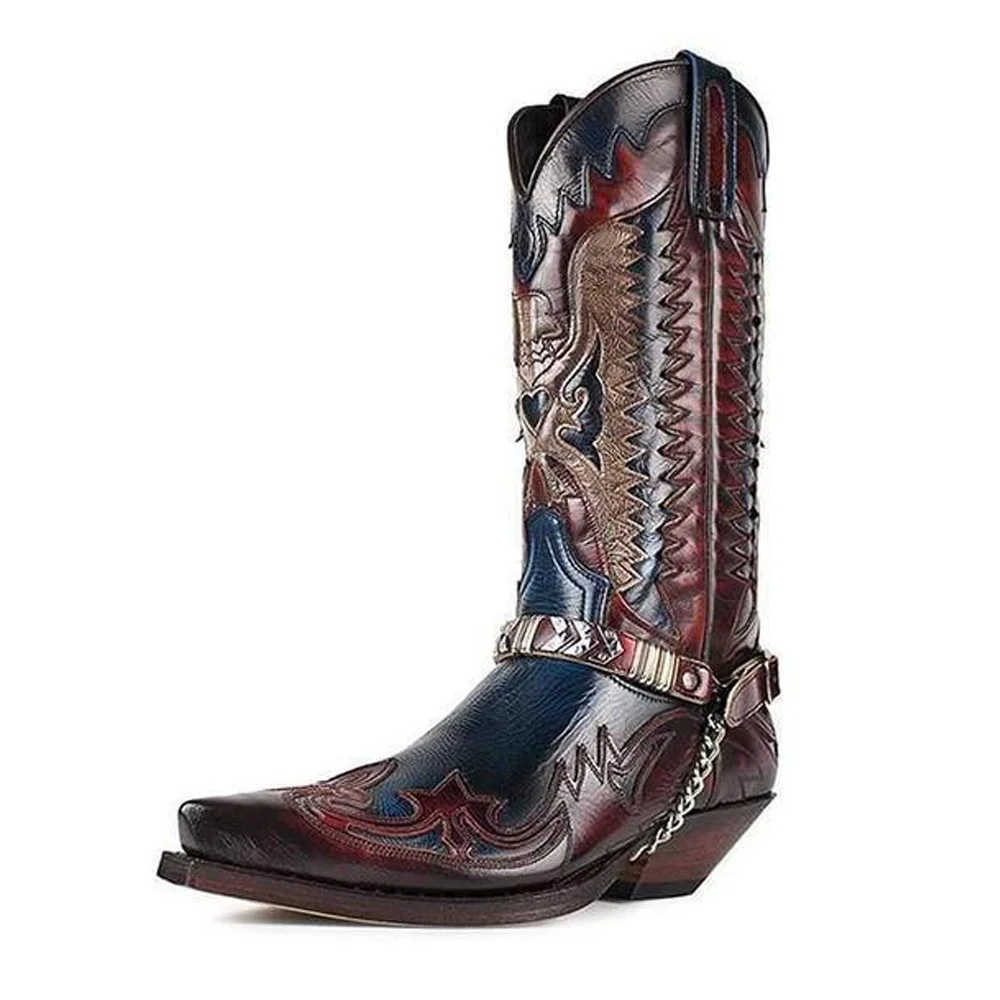 

Men's Retro Leather Cowboy Boots