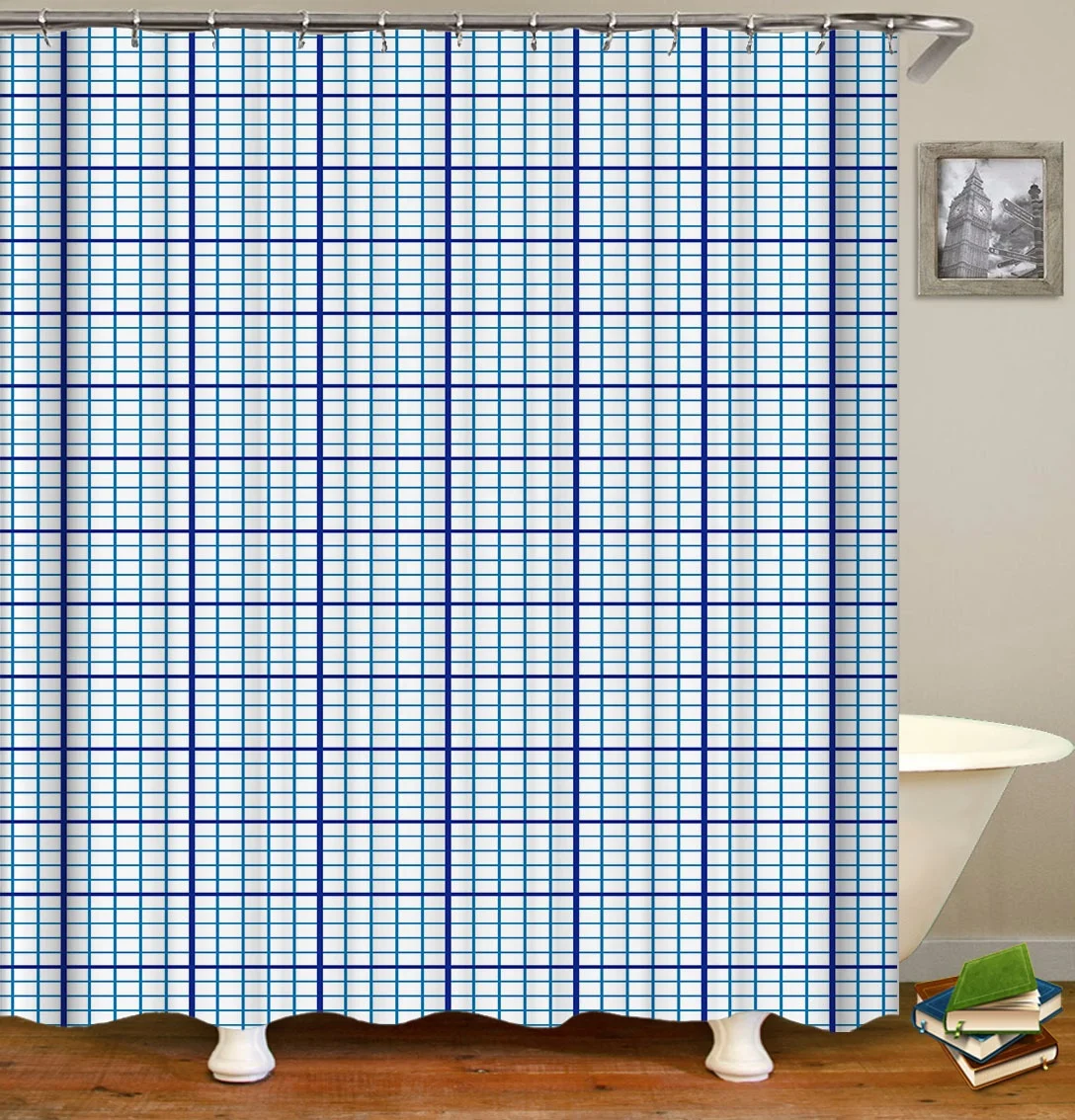 

i@home round metal rings freestanding luxury curtain shower waterproof 3d 100% polyester, As picture show