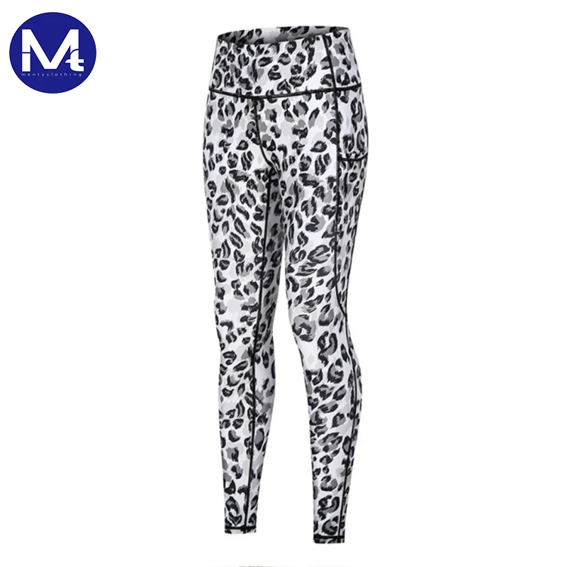 

Wholesale Custom Printed Yoga Pants Fitness Wear Leopard Pattern Full Length Women Tights, Accept customized color