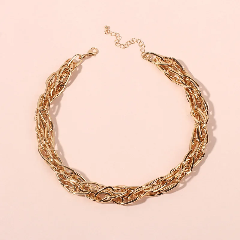 

Exaggerated Multi-layer Metal Chain Necklace Female Mori Clavicle Chain Choke Hip-hop Necklace, Picture shows