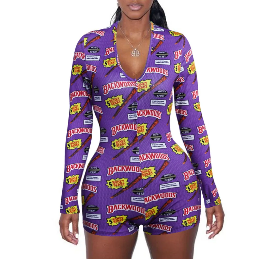 

wholesale 2020 Adult female summer fashion fully printed bodycon jumpsuit bodysuit, Available