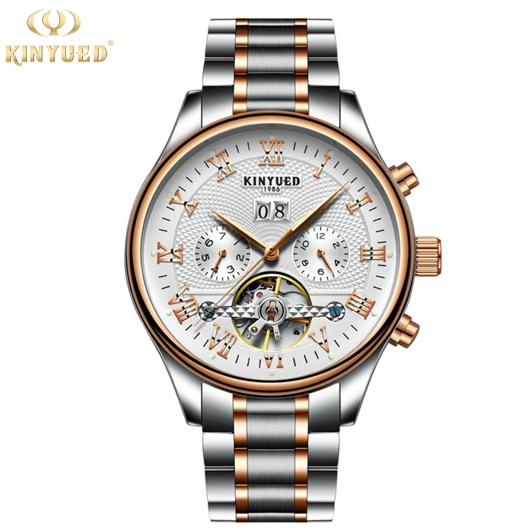 

KINYUED J012 Men Automatic Mechanical Skeleton Watch Men's Self-Wind Tourbillon Watches