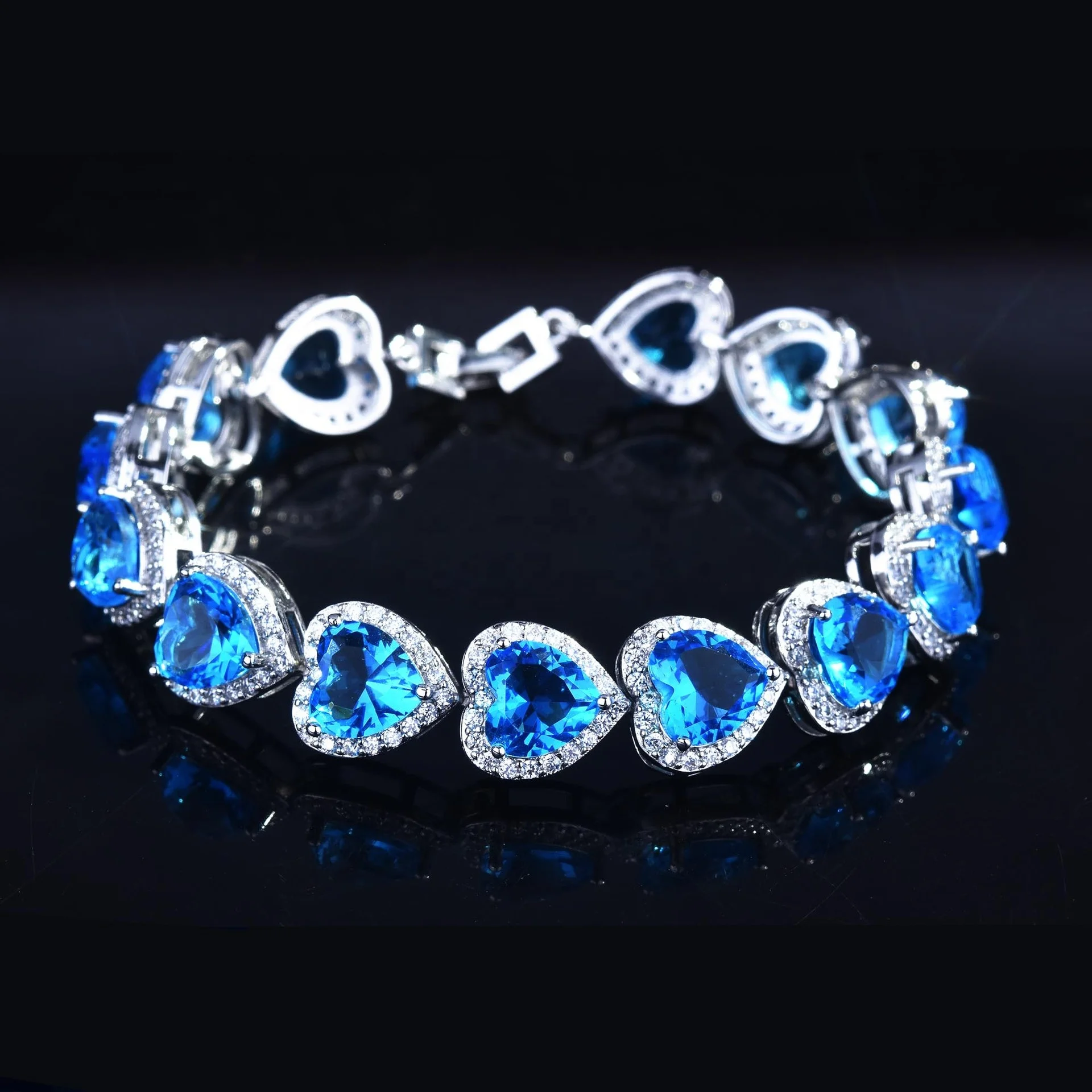 

New design Luxurious Zircon Elements Blue Crystal Bracelets Fashion Jewelry for Women Love Gift, Picture shows