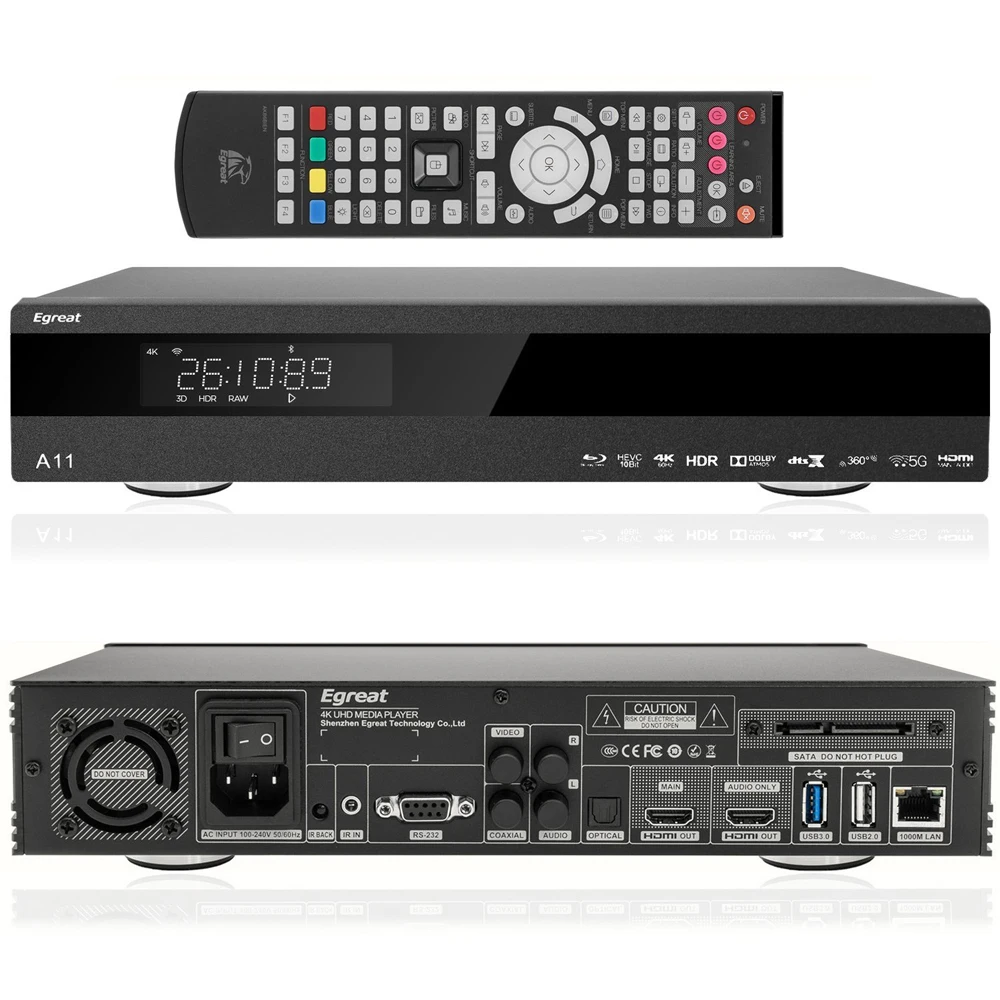 

Egreat A11 4K UHD Media Player Hi3798C V200 2GB 16GB 2T2R WIFI Gigabit LAN HDR10 Blu-ray 3D Smart Media Player