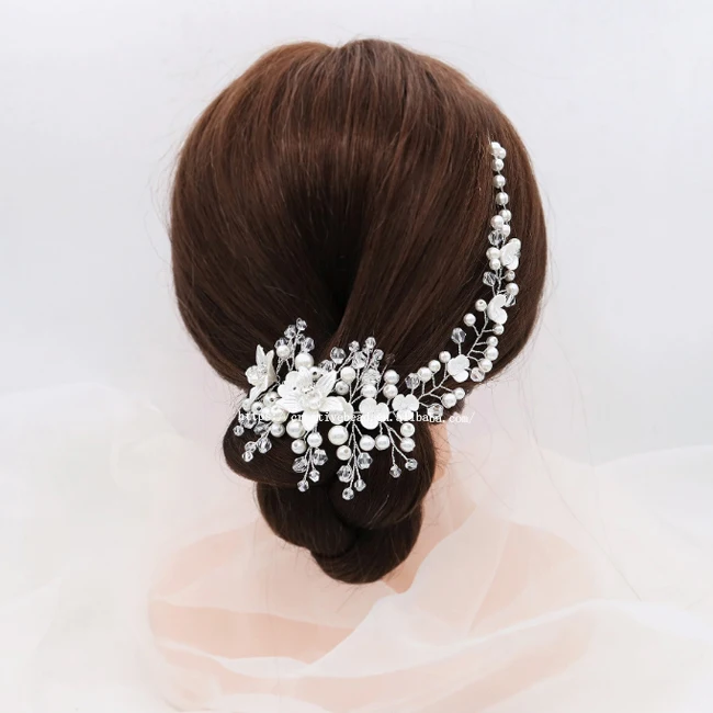 

2023 Fashion Jeweled Pearl Comb With Crystal Stone & Wedding Bridal Rhinestone Comb For Bridal Accessories