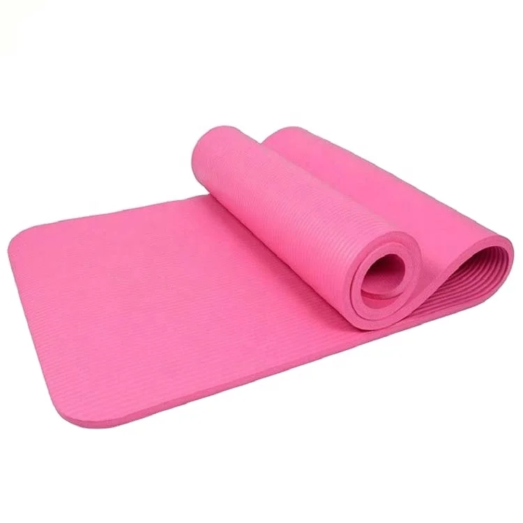 

eco-friendly with stretch strap non slip women home gym 1cm 10mm thick nbr pure color anti-skid yoga mat, Single color