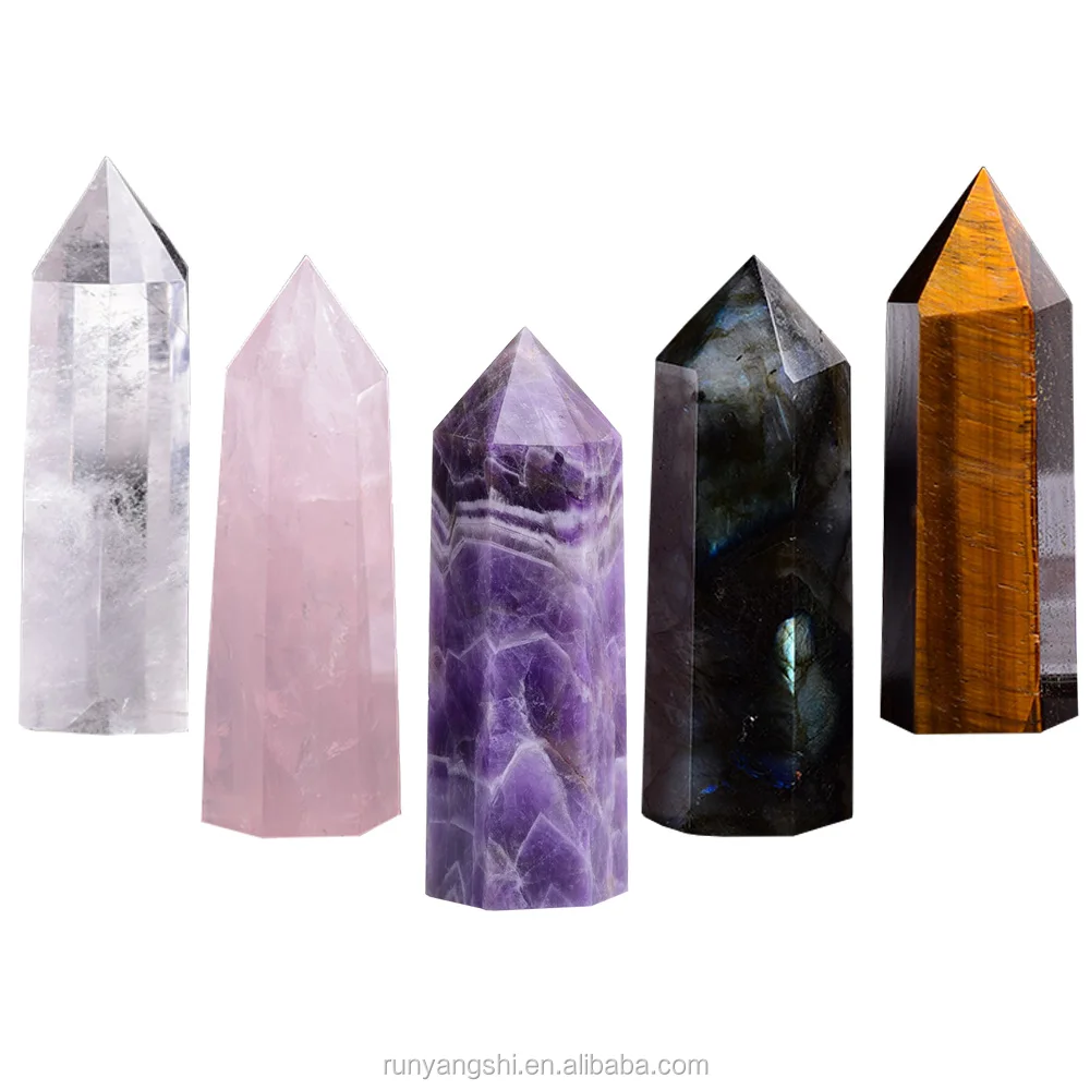 
Wholesale Natural polished gem stone towers crystal tower point bulk wand points for reiki  (1600070447545)