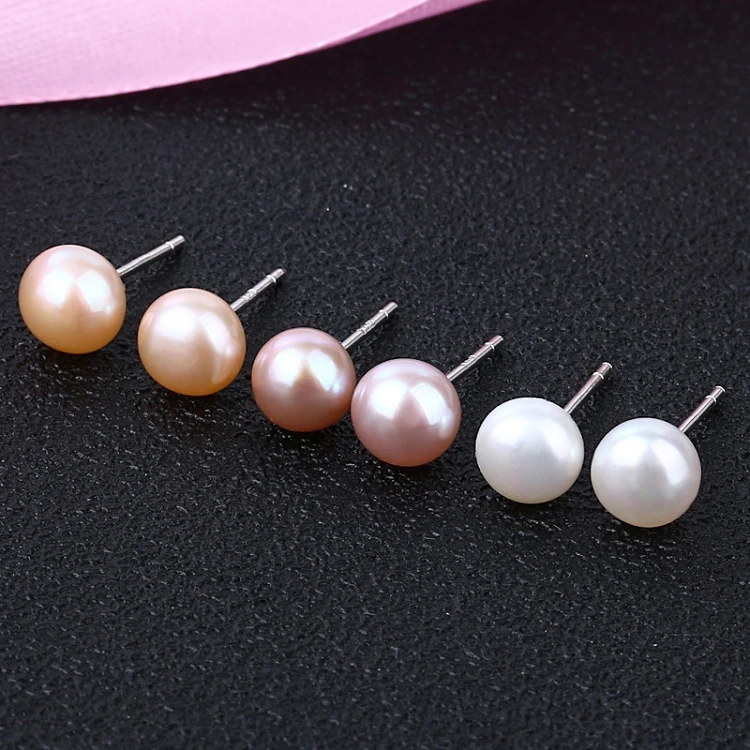 

G129 Hot Products S925 Silver Jewelry White freshwater Pearl Stud Earring Bridal pearl women studs earrings