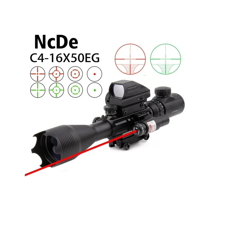 

NcDe Amazon Hot Selling Combo Reticle C4-16x50EG Tactical Rifle Scope with Holographic Red Dot Sight Compact, Black