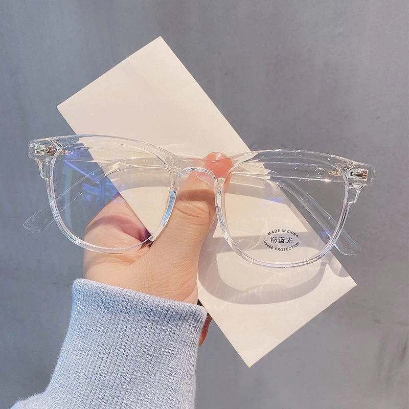 

2021 Hot selling anti blue light glasses big size square frame transparent protection eyeglasses