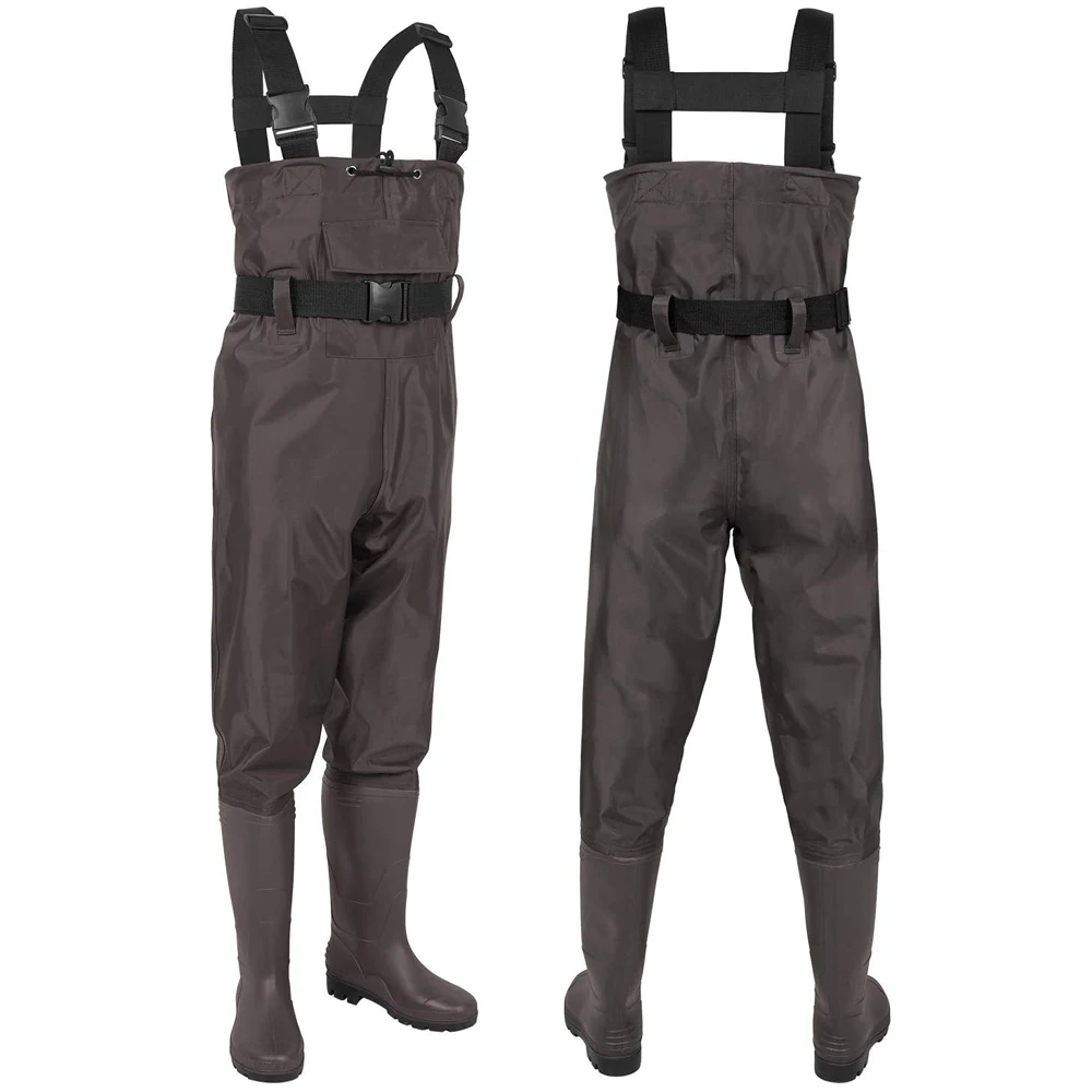 
Bootfoot chest wader, 2-Ply Nylon/PVC waterproof fishing & hunting waders for Men and Women (Green and Brown) B07 