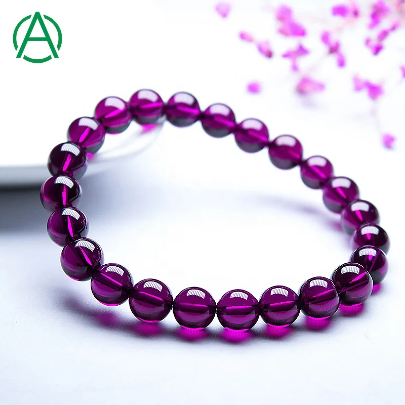 

ArthurGem Rare Quality Purple Garnet Beads Natural Gemstone Beaded Bracelets Purple Garnet Bracelet for Women Gifts, Natural color
