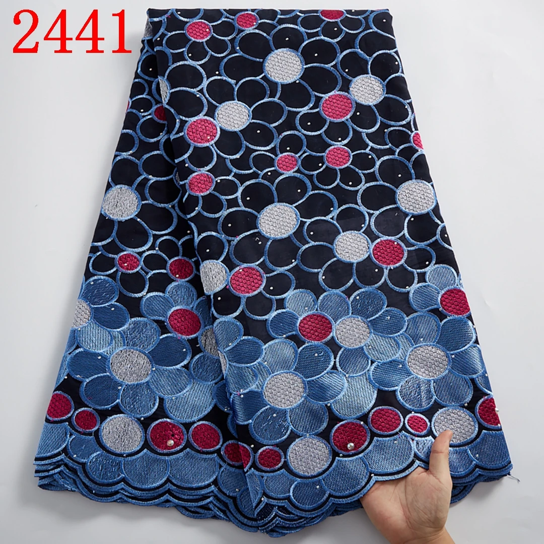 

Free Shipping Embroidery Fabric African Lace Fabric Embroidey 100% Cotton Lace For Parrty Dress Swiss Cotton Lace 2441