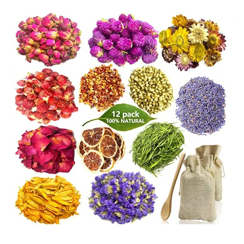 

M135 Mix Lavender Jasmine Rose Calendula Natural Dried Tea Flower Herbs Kit Dry Flower Tea For Bath Resin Soap Candle Making