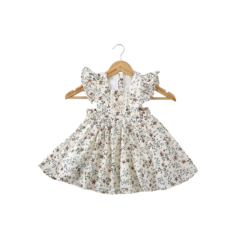 

Spanish Baptism Baby Sunflower Dress, Kids Clothing Linen Baby Smock Dresses/