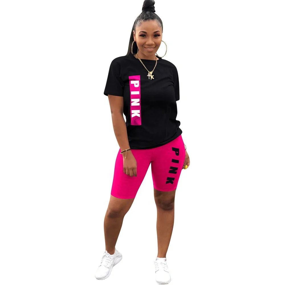 

Custom Logo Fitness Two Piece Tracksuit Shorts Set Women Clothing Sweatsuit Plus Size Outfits Pink 2 Piece Short Set, Purple,green,orange,rose red