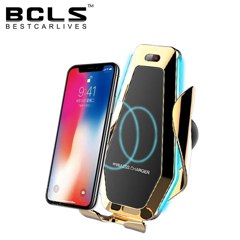 

magnetic led lamp gravity bike bicycle motorcycle cell ring car mobile phone holder with wireless charger, Silver;golden