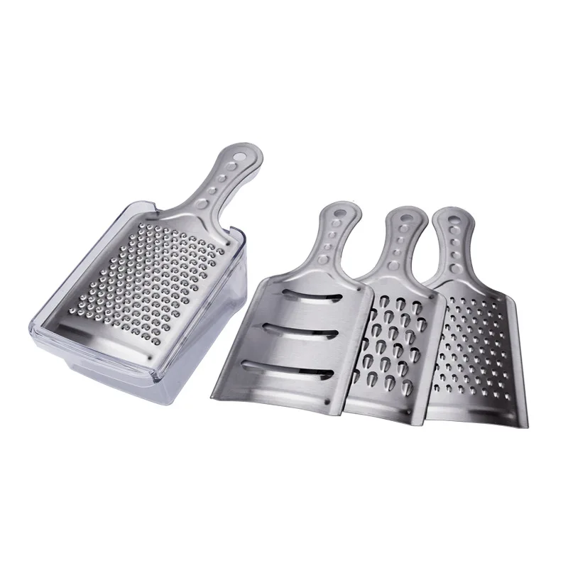 

4 Dicing Blades Vegetable Cutter handheld Mandoline Potato Slicer Fruit Peeler Cheese Grater with plastic container