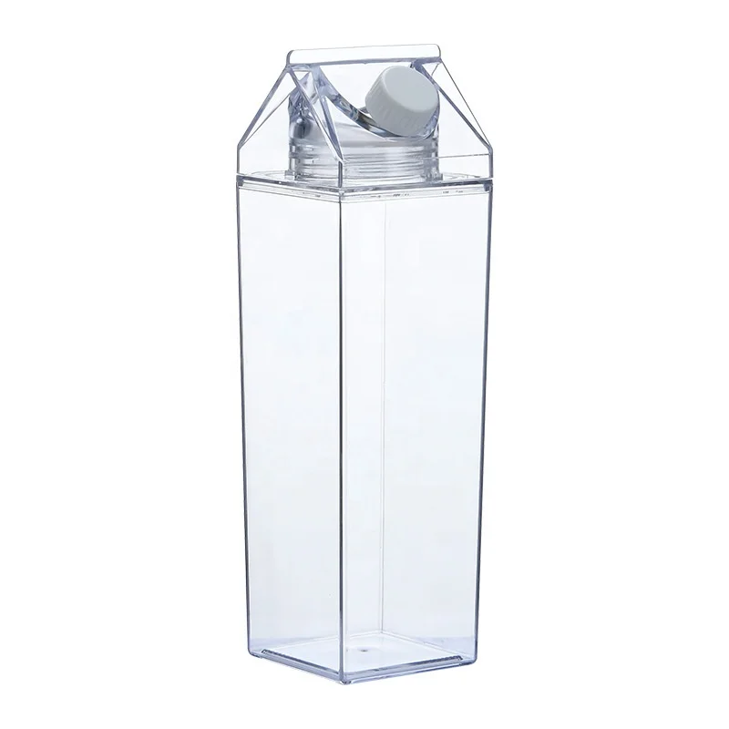 

Custom 500ml 1000ml Plastic Blanks Square Water Bottle Clear Milk Cartons With Lid