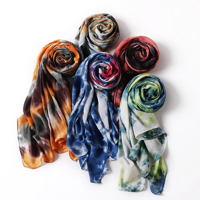 

Wholesale high quality tie-dye kopftuch Hijab malaysia Muslim Scarf Printed Gradient Chiffon scarves