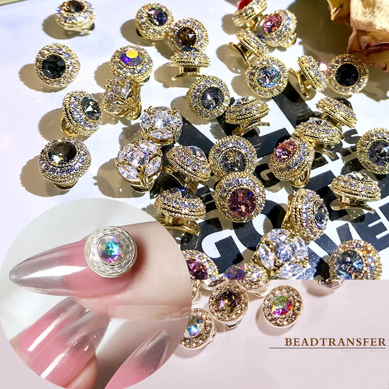 

Luxury Zircon Round Shape Spinner Drill 3D Nail Art Finger Rotatable Nail decorated Beauty Nail Sticker Fashion Accessories