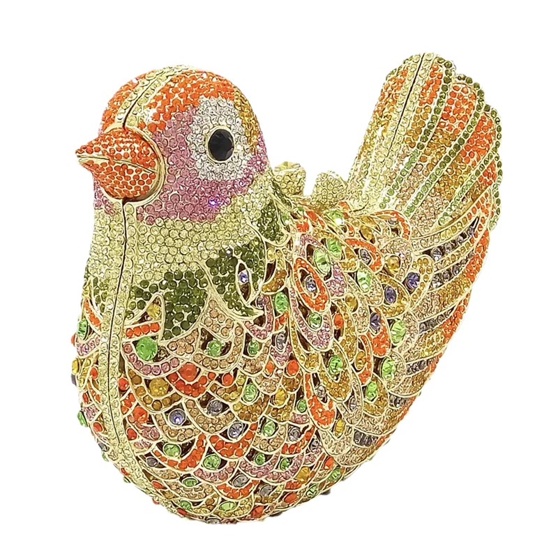 

Luxury Cute Rhinestone Purses and Handbags 3D Bird Shape Women Crystal Evening Animal Clutch Bags for Wedding Party, As pictures