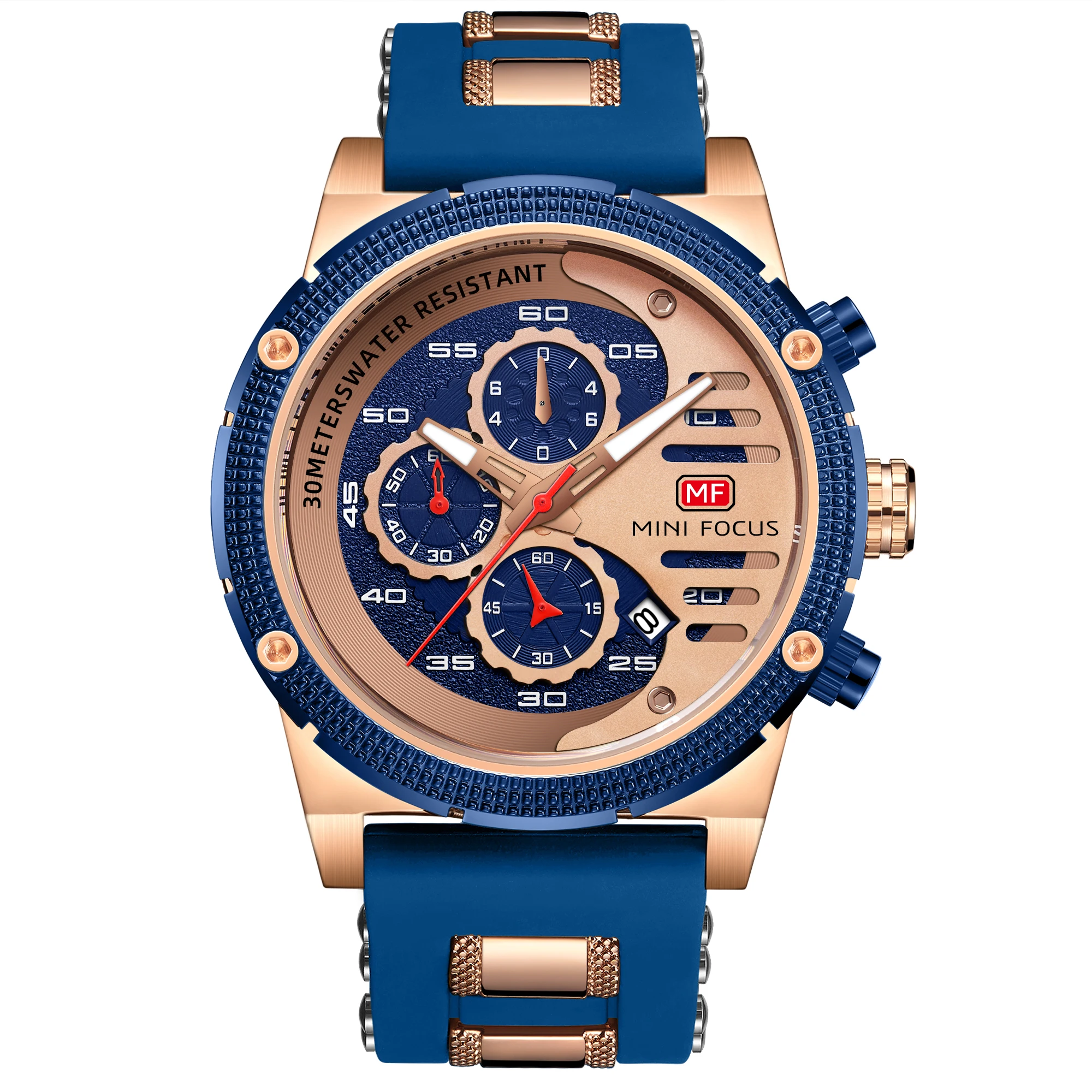 

Personality Trend Sport Men Quartz Watch Waterproof Luminous Multifunction Big Numbers Display Silicone Band Reloj Para Hombre, 6 colors