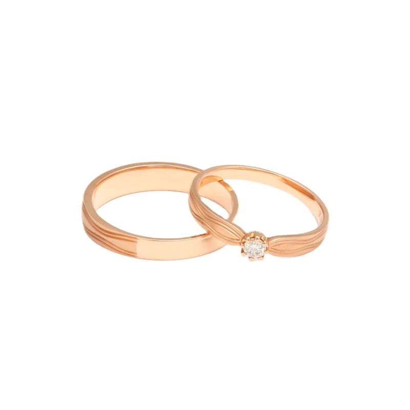 

Wedding Ring Name Engraving Princess Real 10K 14K 18K Gold real diamond Rose Gold Wedding Couple Ring Gold Ring Name Band