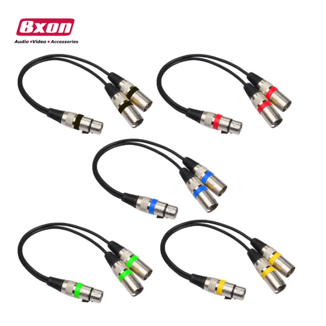 

0.3m XLR 3 Pin Male to 2 XLR Female Connector Microphone Extension Cable Cord Y Splitter Cable Adaptor Cord
