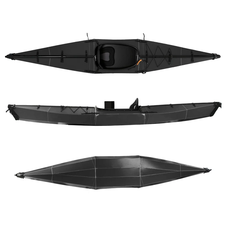 

Amazon Hot Seller Terravent Kayak Black Factory cheap 13ft Single Sit on Top Sea Fishing Foldable Kayak Canoe with Paddle sell