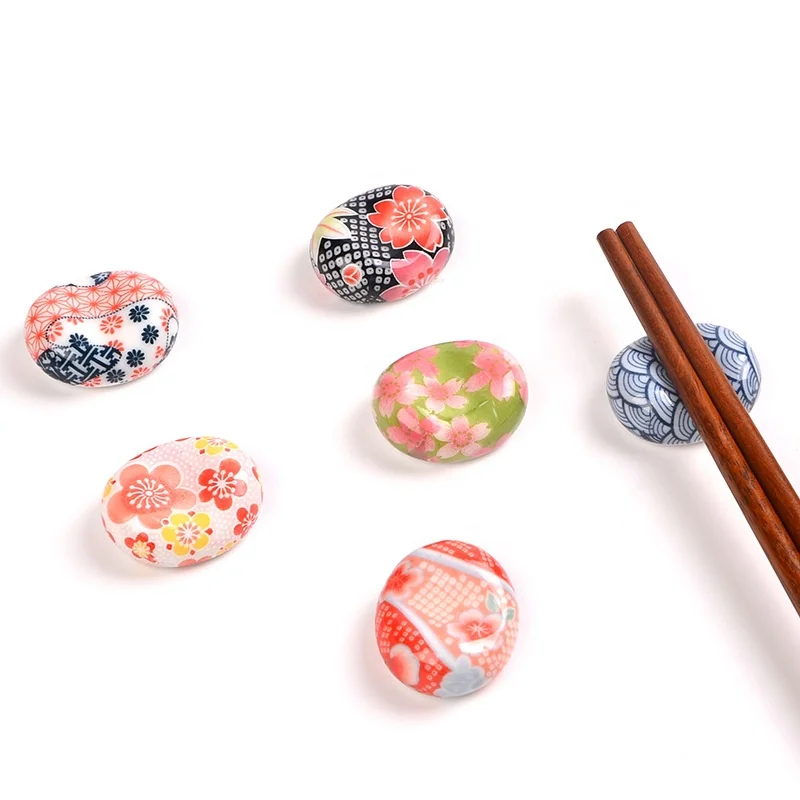 

Fashionable ZAKKA Customized Ceramic Chopstick Holder Reusable Oval Japanese Sushi Chopstick Rest