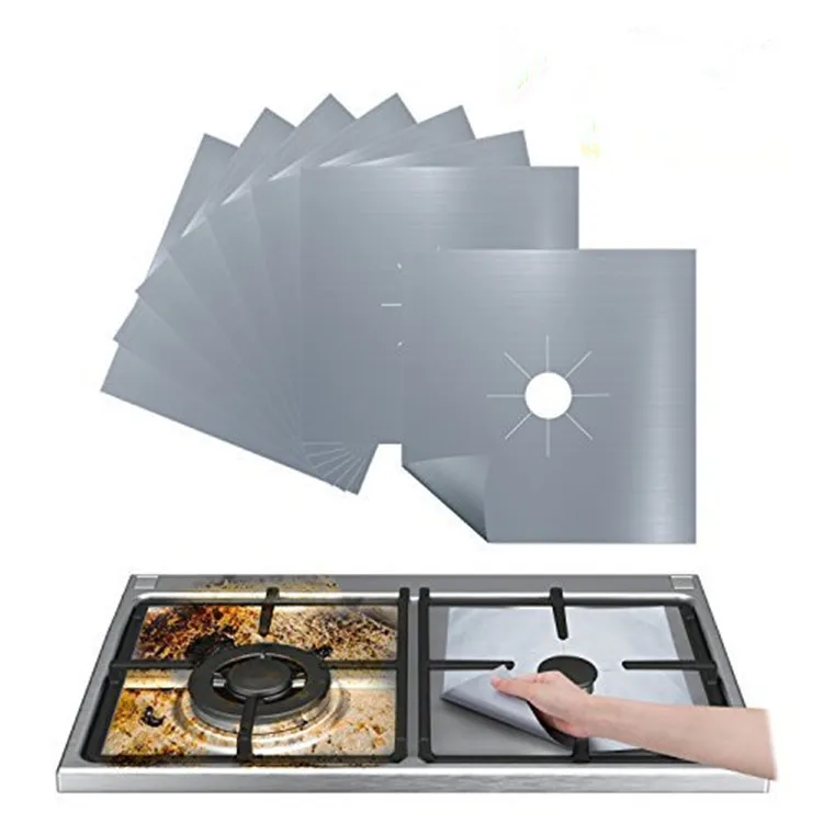 

Kitchen Accessories Reusable Non-stick Self Adhesive Foil Cleaning Mat Fast Clean Liners Gas Stove Protectors, Black/brown/silver