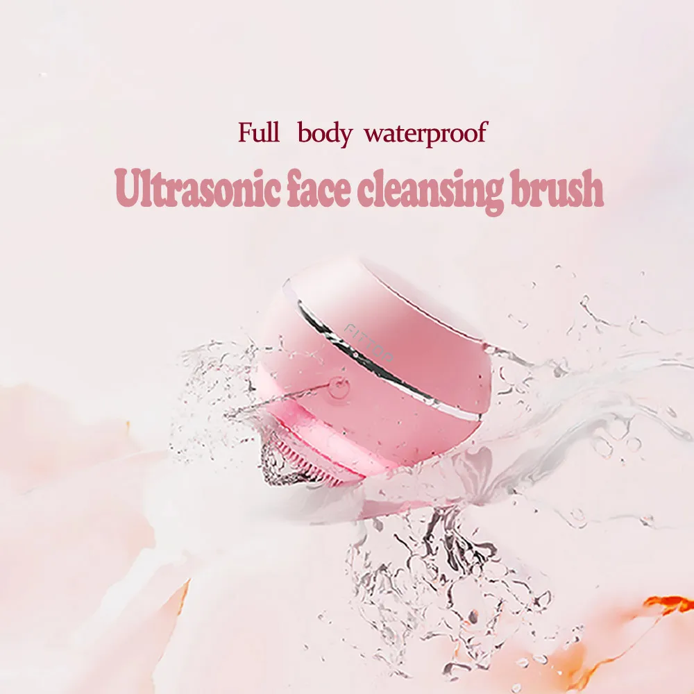 

Sonic Motor Vibration Deep Facial Cleansing Silicone Brush with LED light, Pink, blue
