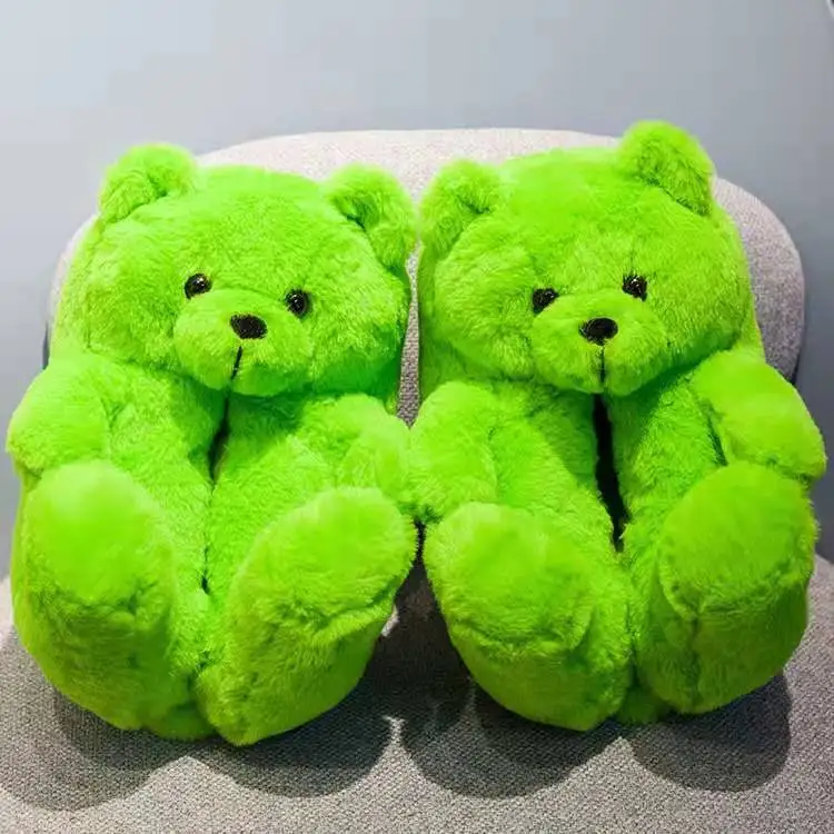 

Warm Comfortable teddy bear house shoes Bedroom Soft Slip on winter 2021 fur shoes for women, Customized